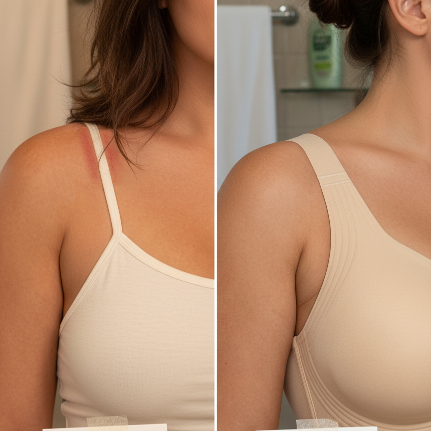 Shoulder comparison before and after switching to Bella Bra